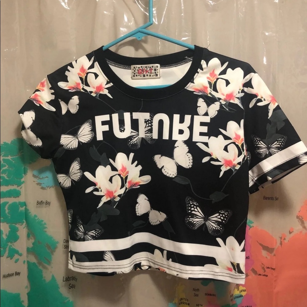 floral athletic style crop top